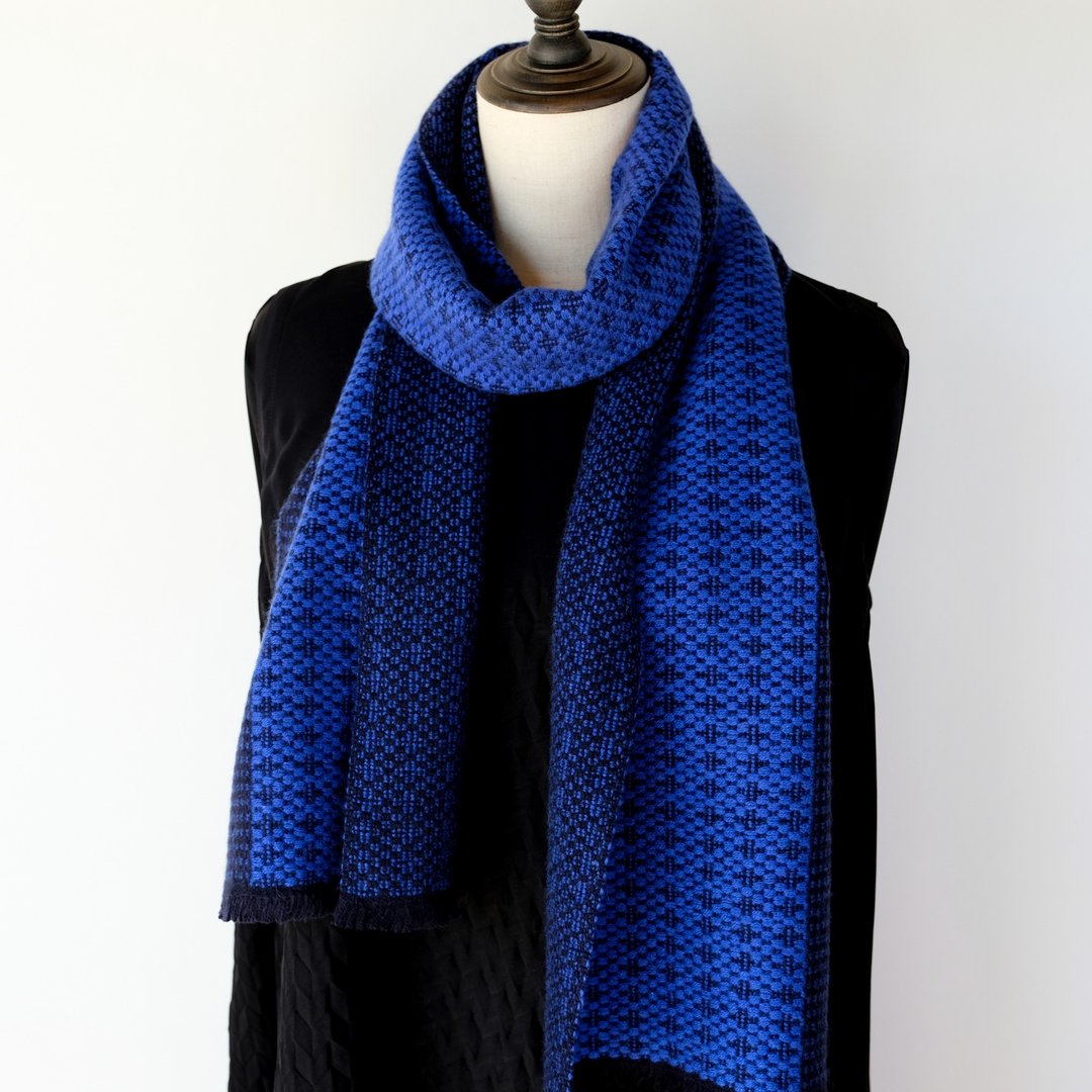 Cashmere 手工编织 100% 喀什米尔围巾【纯华02】 - 围巾/披肩 - 其他材质 蓝色