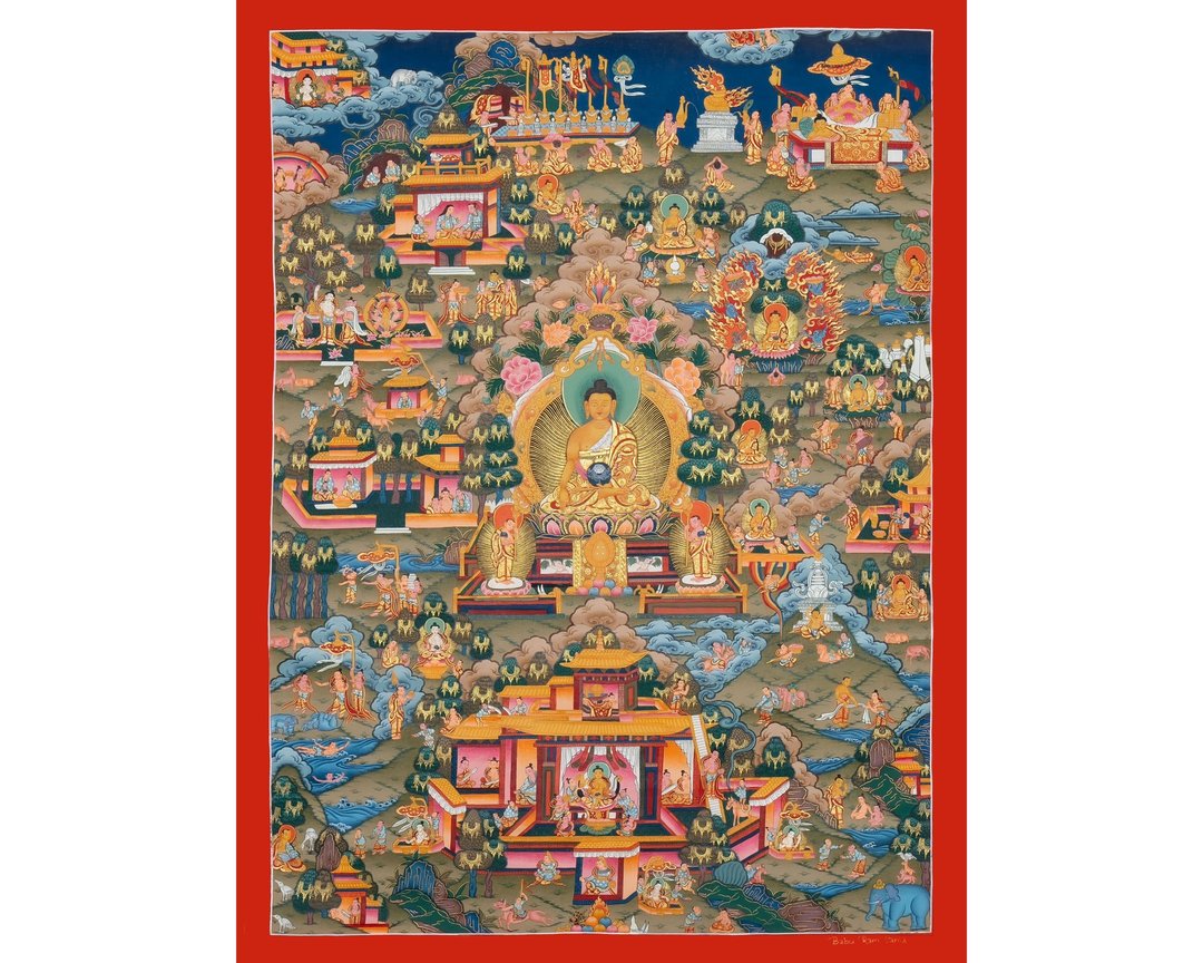 灵性象征  佛陀生平的唐卡画 - 墙贴/壁贴 - 其他材质 多色