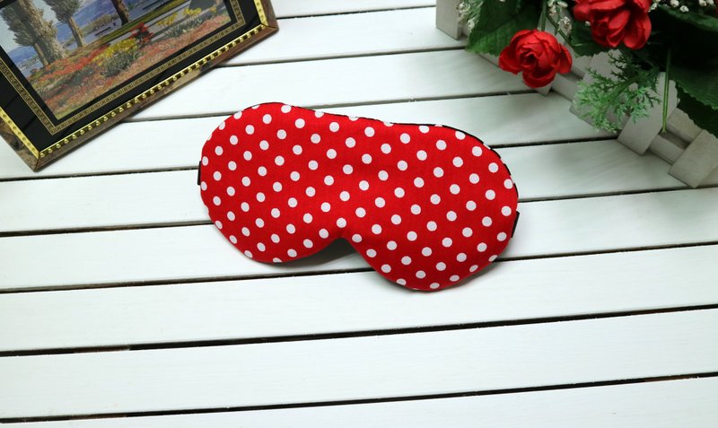 红色白圆点  可调式 睡眠眼罩 sleep mask - 眼罩 - 棉 红色