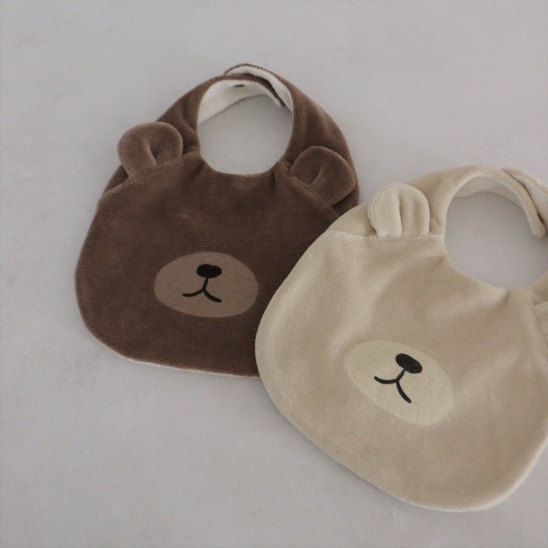 韩国双层棉质泰迪熊围兜 •Teddy Bear Bib• - 围嘴/口水巾 - 棉．麻 