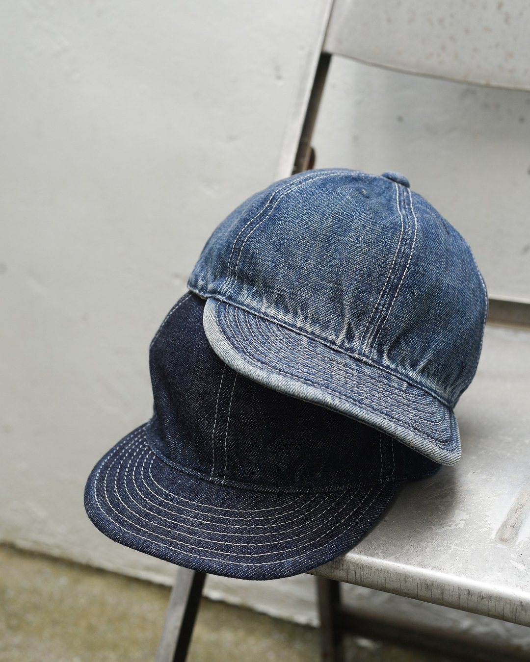 HIGHER Selvedge Denim布边丹宁短檐帽/日本制、工装帽、棒球帽 - 帽子 - 棉 蓝色