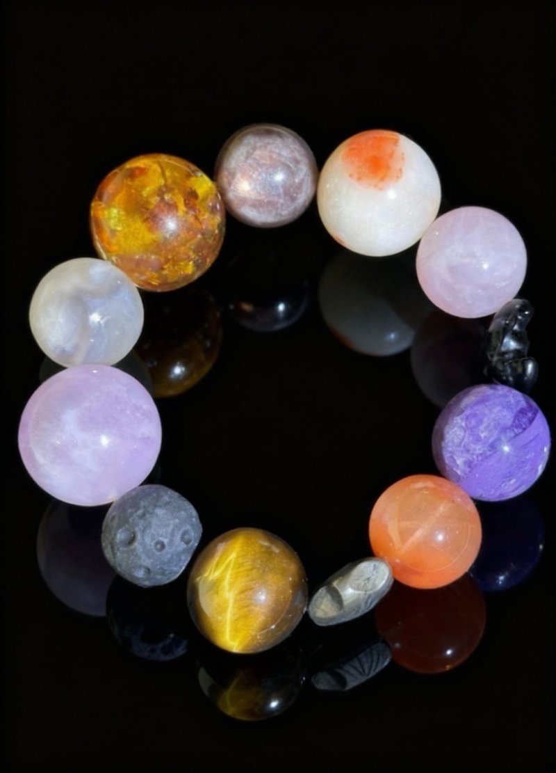 Crystal.EAA 设计款水晶手链 星河幻彩 虎眼石 金珀 紫锂云母 - 手链/手环 - 水晶 多色