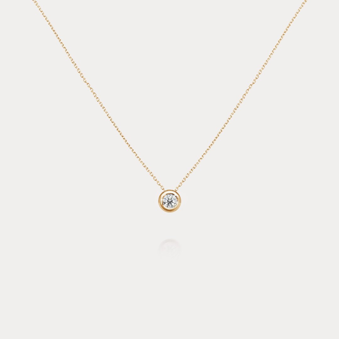 Bubble D. | 0.10ct-0.20ct 泡泡包镶 八心八箭 天然钻石18K项链 - 项链 - 钻石 白色