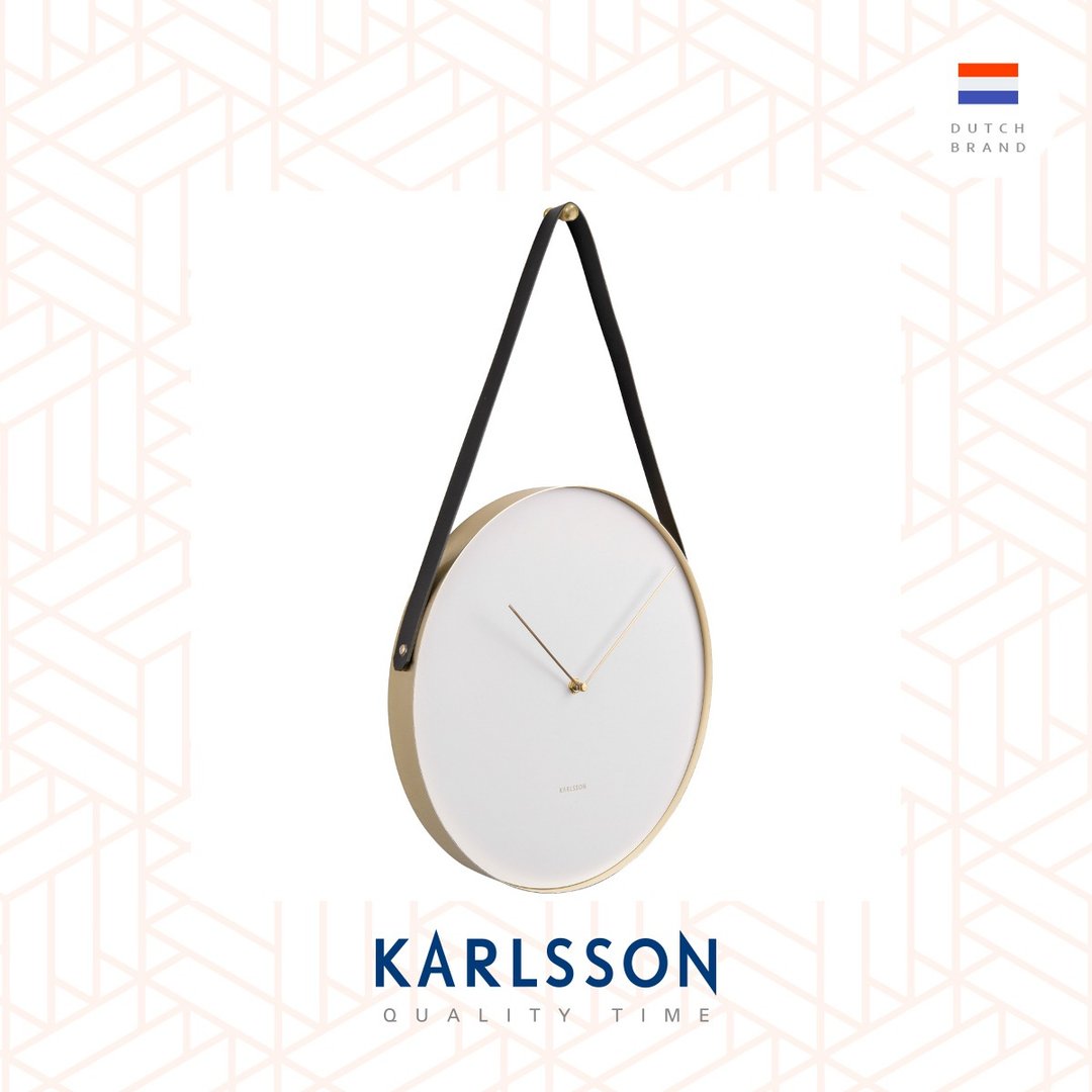荷兰Karlsson wall clock L59cm Belt white 白色金框皮带挂钟 - 时钟/闹钟 - 其他金属 白色