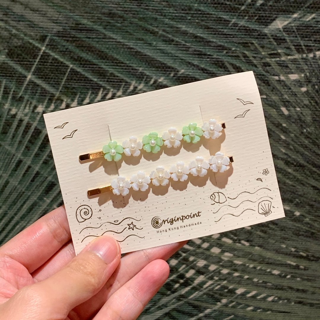 贝壳花朵小发夹 Shell-Flower Pins - 发饰 - 其他材质 