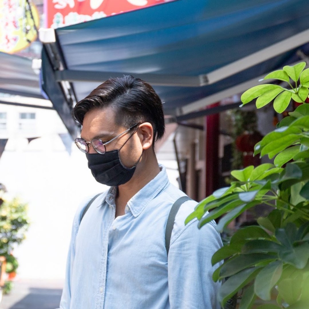 男士专用 可洗性的黑色立体褶皱纱布口罩 - 口罩 - 棉 黑色