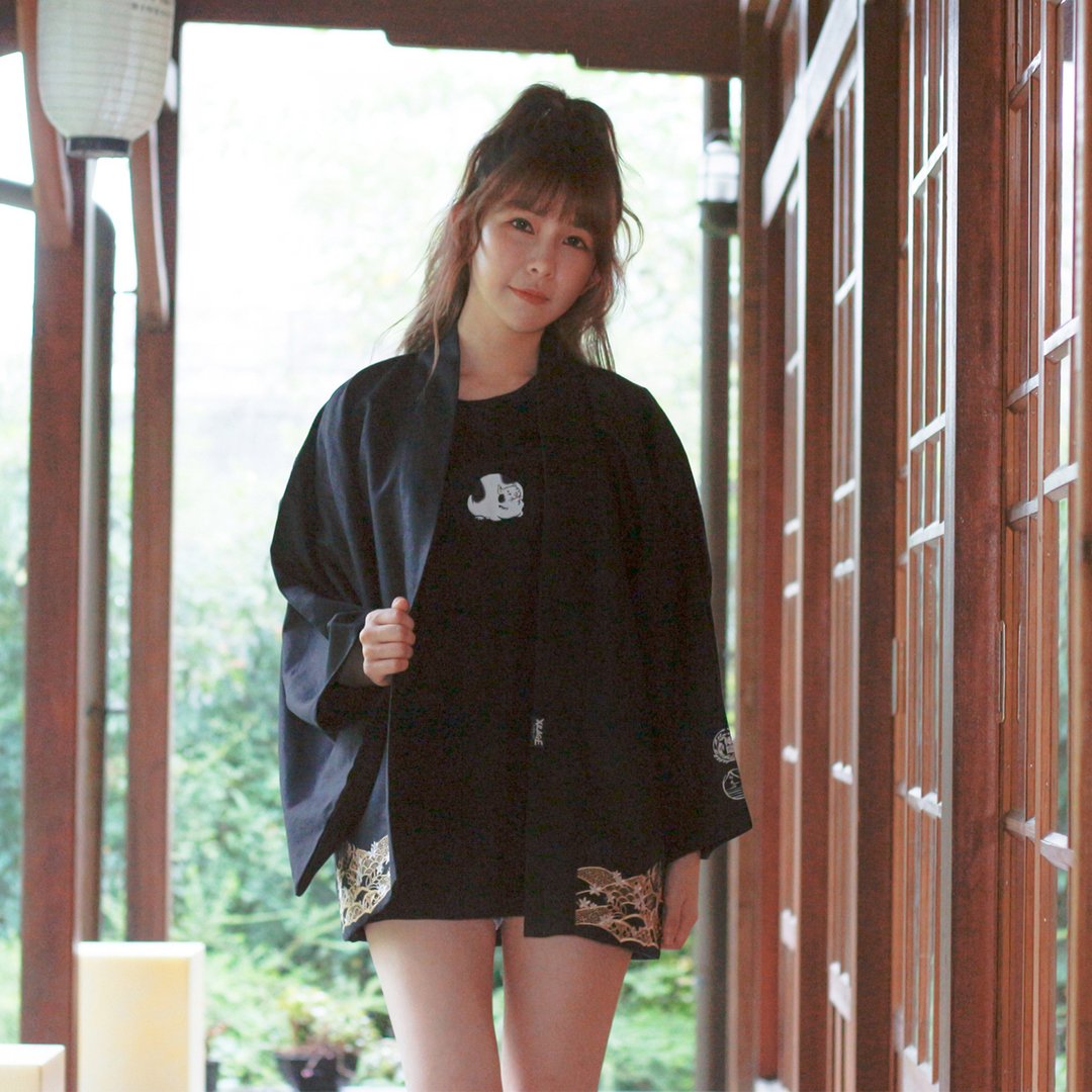 咖啡花刺绣羽织 日本 和服 日系 - 其他 - 棉 黑色