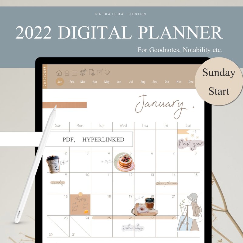 Digital Planner 2022 for Goodnotes, Notability - 电子手帐及素材 - 其他材质 