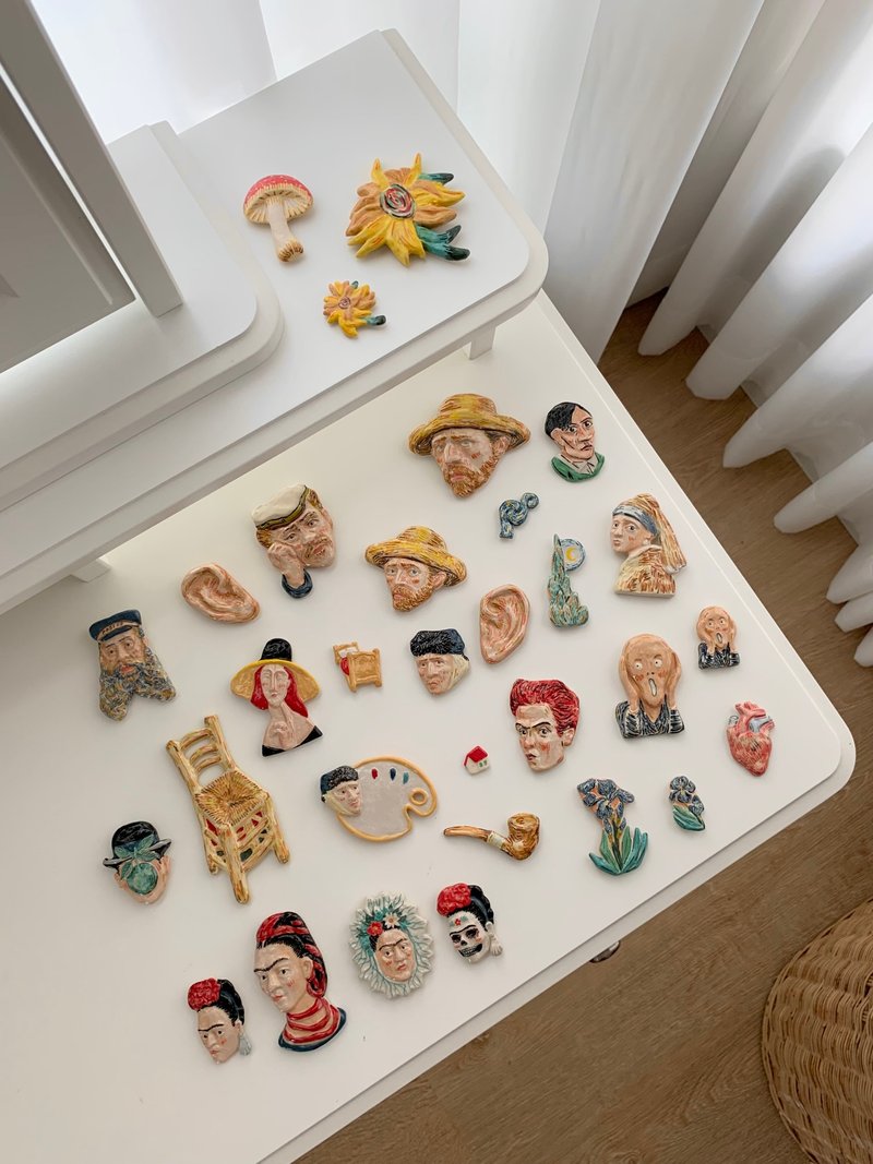 艺术家收藏胸针磁铁 - 胸针 - 陶 多色