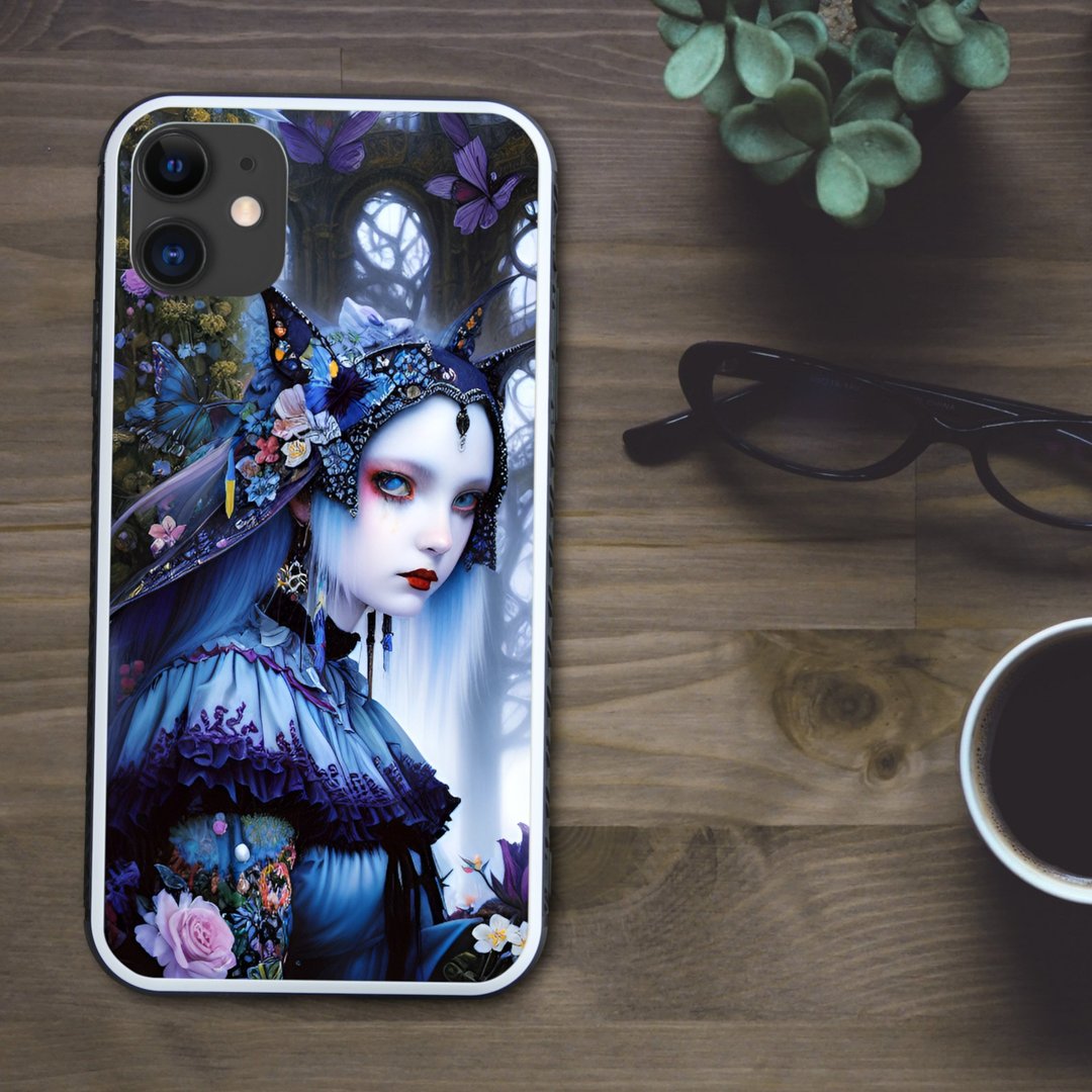 黑暗歌德风神秘魔女与花蝶手机壳【强化玻璃涂层】iPhone16 适配 - 手机壳/手机套 - 塑料 多色