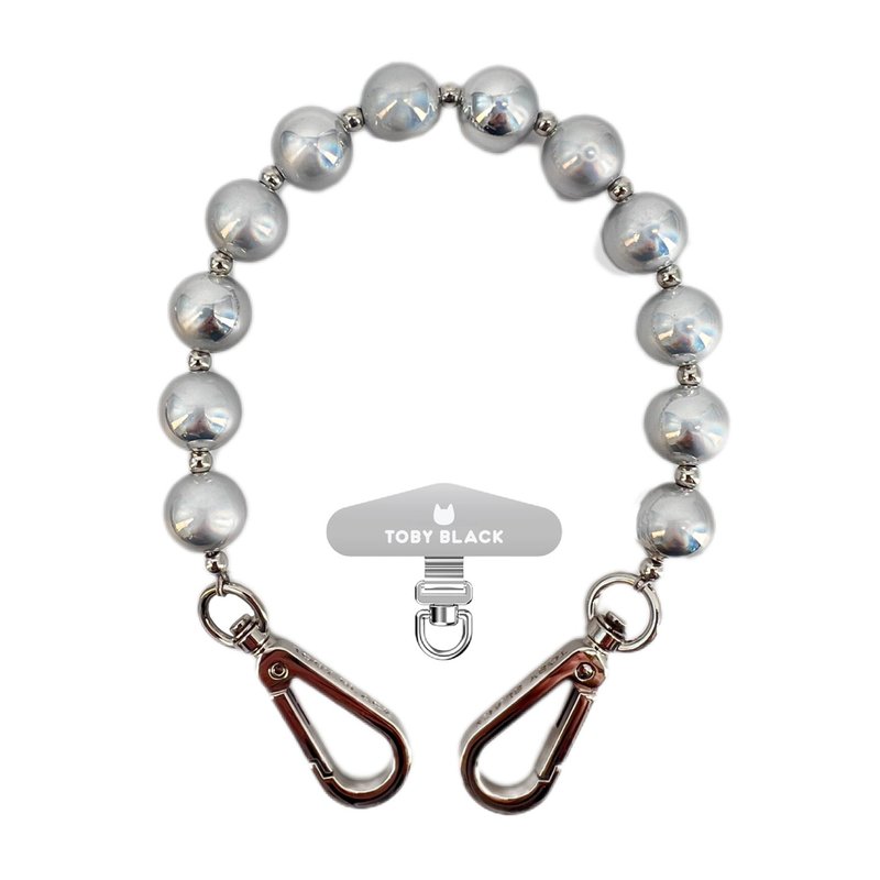 圆珠包包肩带 手腕带 附手机金属垫片 - 侧背包/斜挎包 - 聚酯纤维 银色