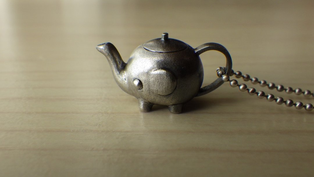 大象茶壶坠饰 - 项链 - 其他金属 银色