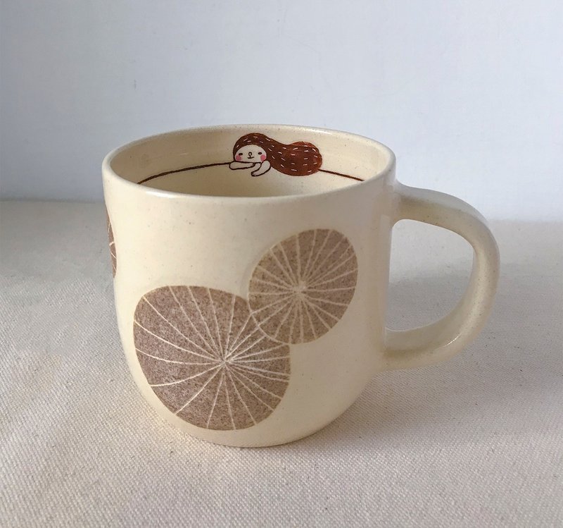 美好时光杯(荷花) - 咖啡杯/马克杯 - 陶 咖啡色