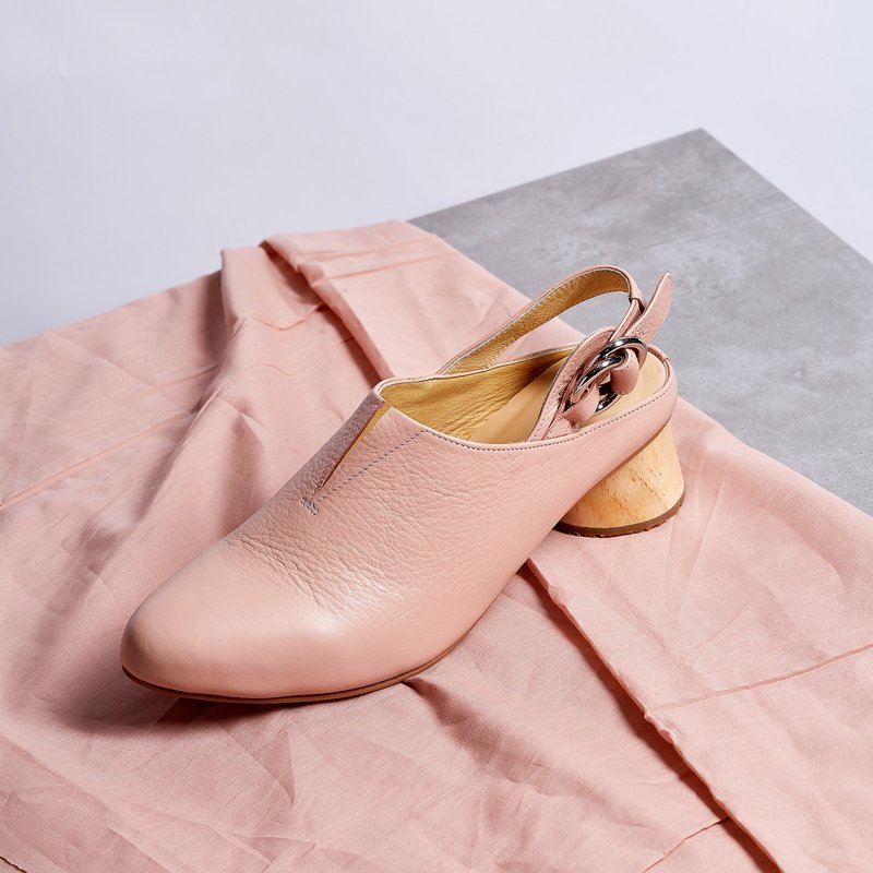 Baby Pink - Pecan Slingback Heels - 高跟鞋 - 真皮 粉红色