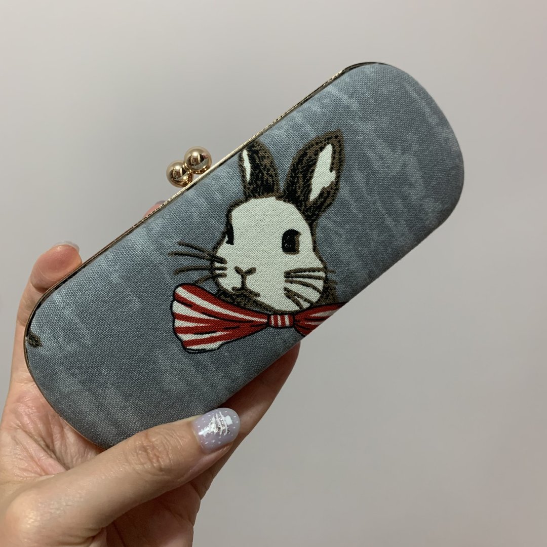 兔先生眼镜盒/笔盒/首饰盒 - 铅笔盒/笔袋 - 棉．麻 灰色