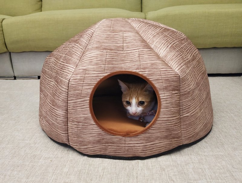 大冰屋- 加大空间 阳光洒落浅木纹 凉垫 猫咪游戏间 可拆式 - 床垫/笼子 - 其他人造纤维 卡其色