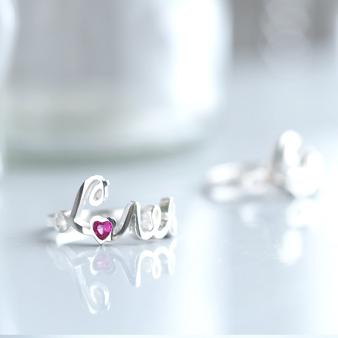 Love Ruby Ring Silver 925 - 戒指 - 其他金属 红色