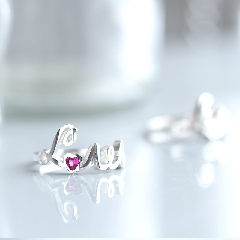 Love Ruby Ring Silver 925 - 戒指 - 其他金属 红色
