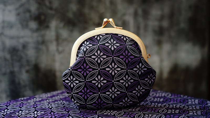 七宝花菱金栏压纹口金包 - 皮夹/钱包 - 其他材质 紫色