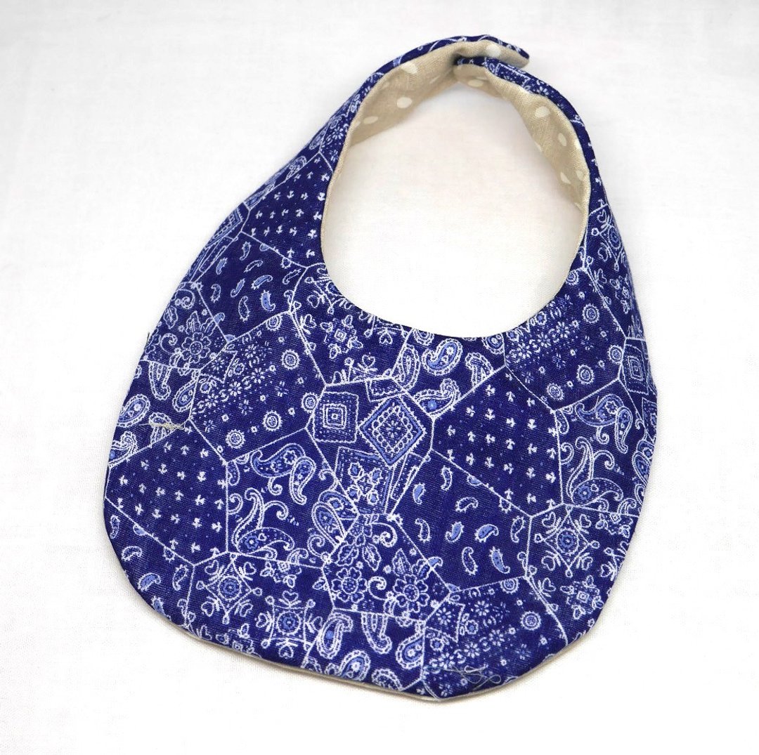 Japanese Handmade 8-layer- gauze Baby Bib - 围嘴/口水巾 - 棉．麻 蓝色