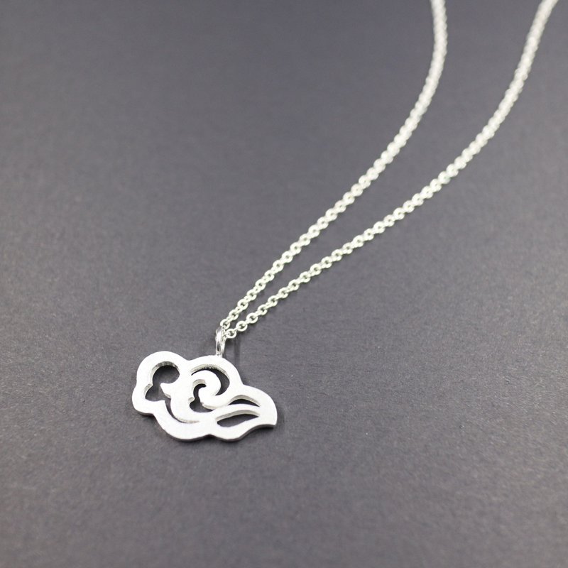 几何生肖-龙 - 项链 - 纯银 