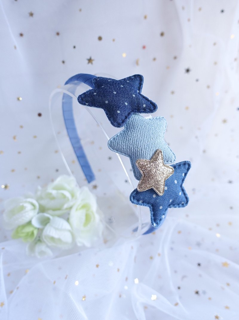 牛仔布星星 儿童头箍 发箍 发饰 - 发带/发箍 - 其他材质 