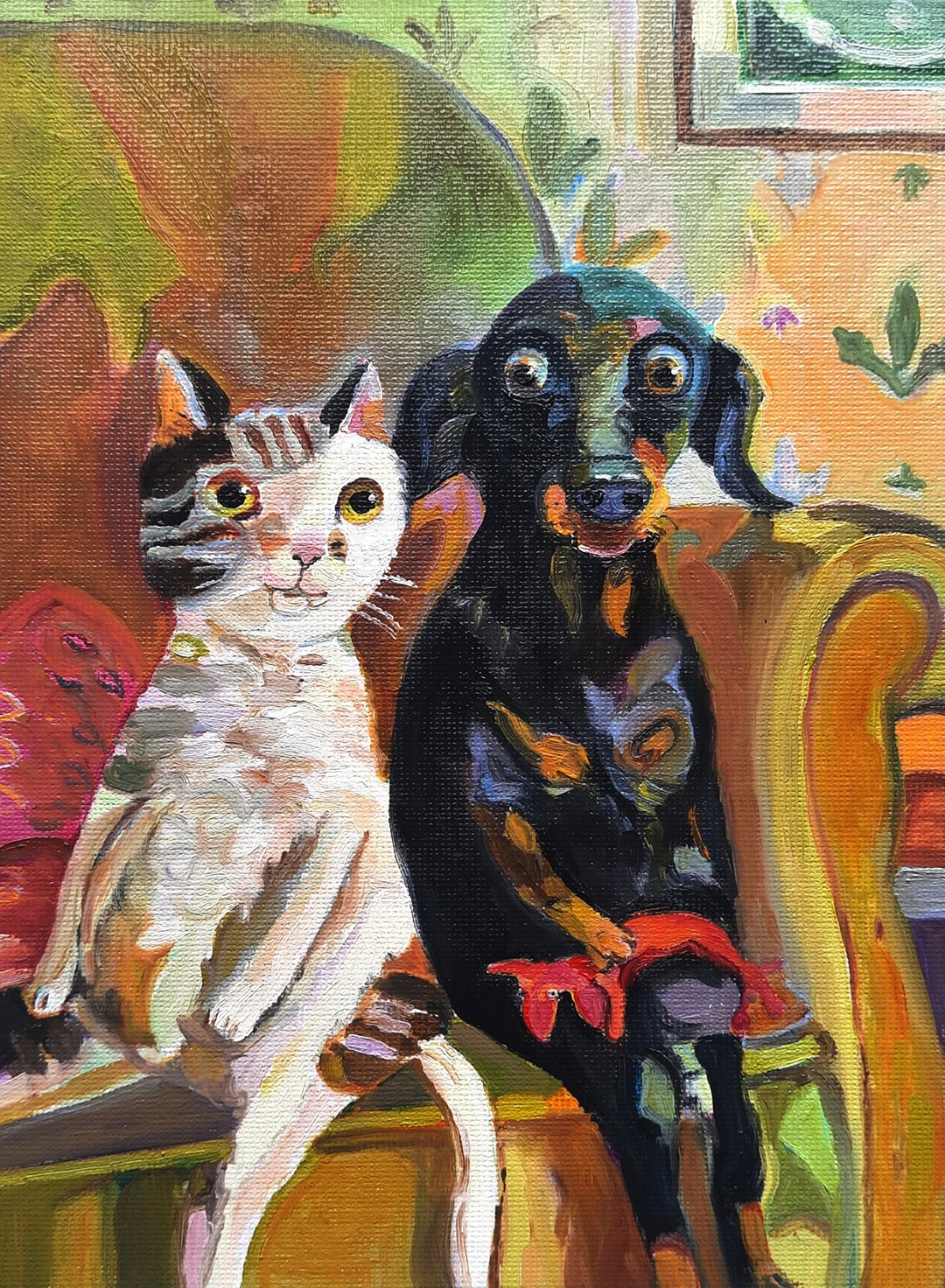 猫狗绘画原创艺术纸板小油画 - 墙贴/壁贴 - 其他材质 橘色