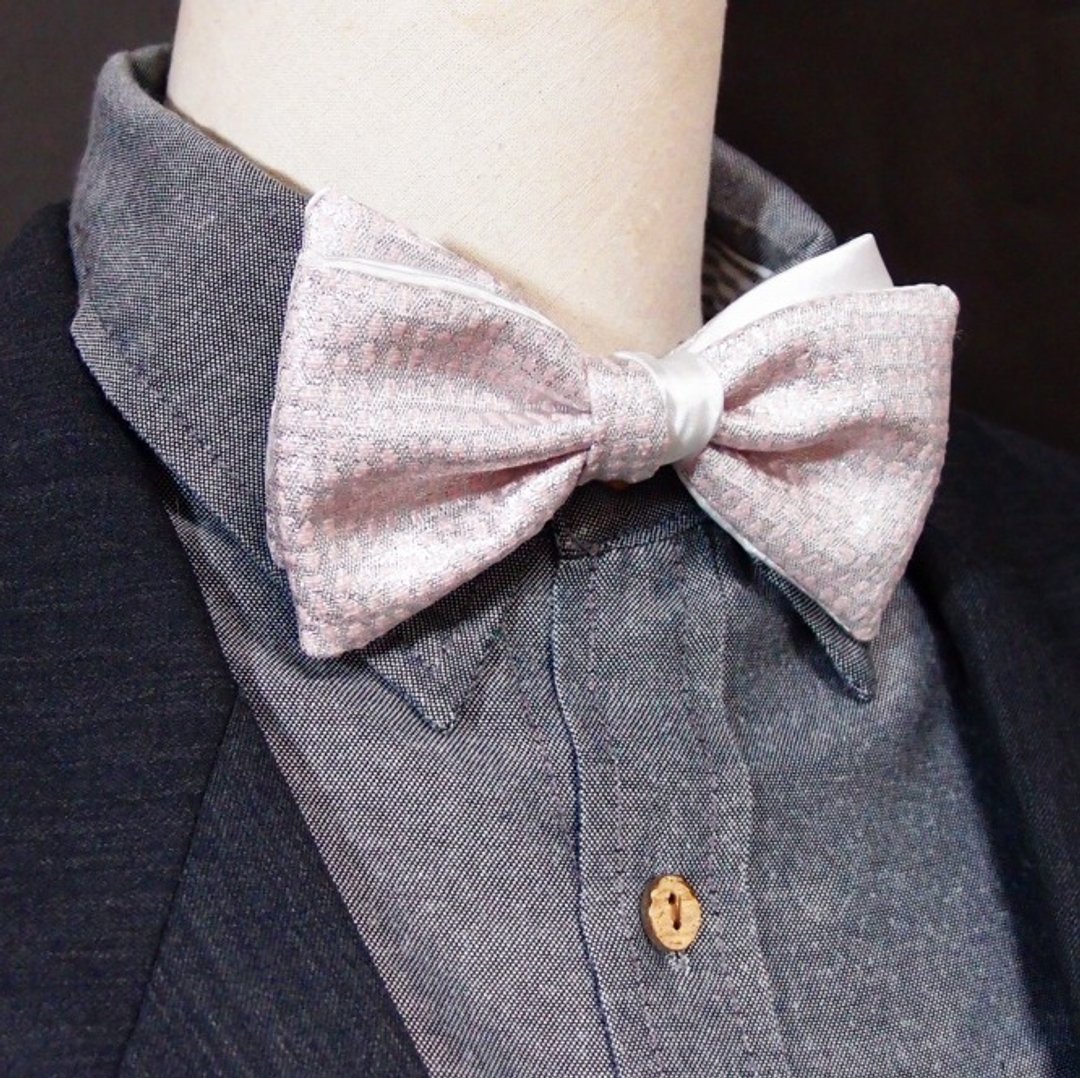 浪漫粉红色/银白绅士 领结bow tie-双面可用 - 领带/领带夹 - 聚酯纤维 粉红色