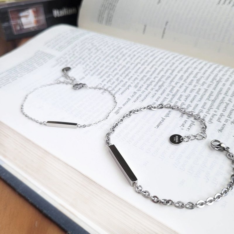 午夜邂逅。简约直条造型//男女款//白钢手链  不怕水不变色防过敏 - 手链/手环 - 不锈钢 银色