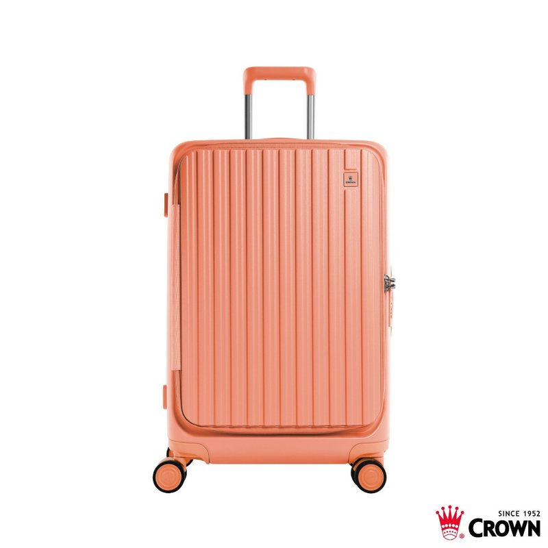 【CROWN】26寸 BOXY 前开框架拉杆箱 托运箱  蜜桃粉橘 - 行李箱/行李箱保护套 - 塑料 橘色
