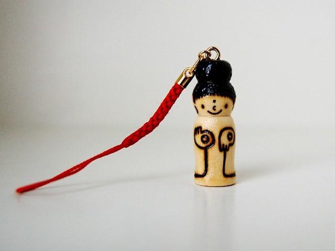 Amitabha customers * Kokeshi * Shiraki * strap [2] - 吊饰 - 木头 卡其色