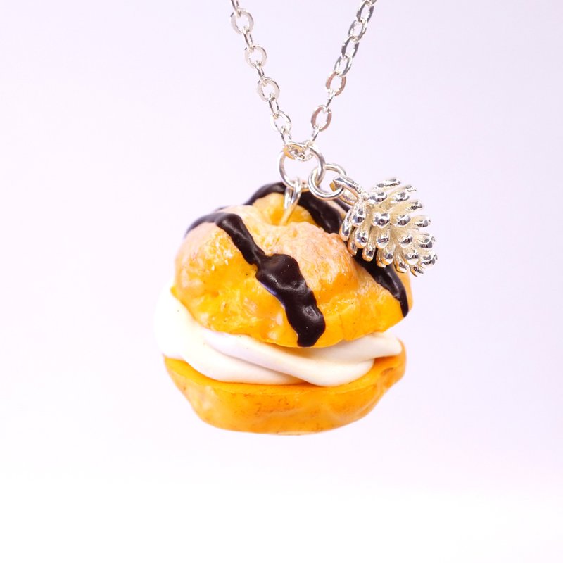 Playful Design 法式朱古力酱忌廉泡芙颈链 - 颈链 - 粘土 咖啡色
