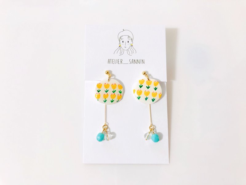 爱丽丝梦游迷宫 手作 手绘 两戴 手工耳环 耳针/耳夹 - 耳环/耳夹 - 其他材质 多色