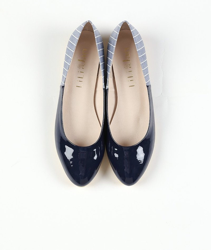 【雨天的优雅】镜面条纹防水淑女鞋-午夜深蓝(仅余22.5号) - 雨鞋/雨靴 - 防水材质 蓝色