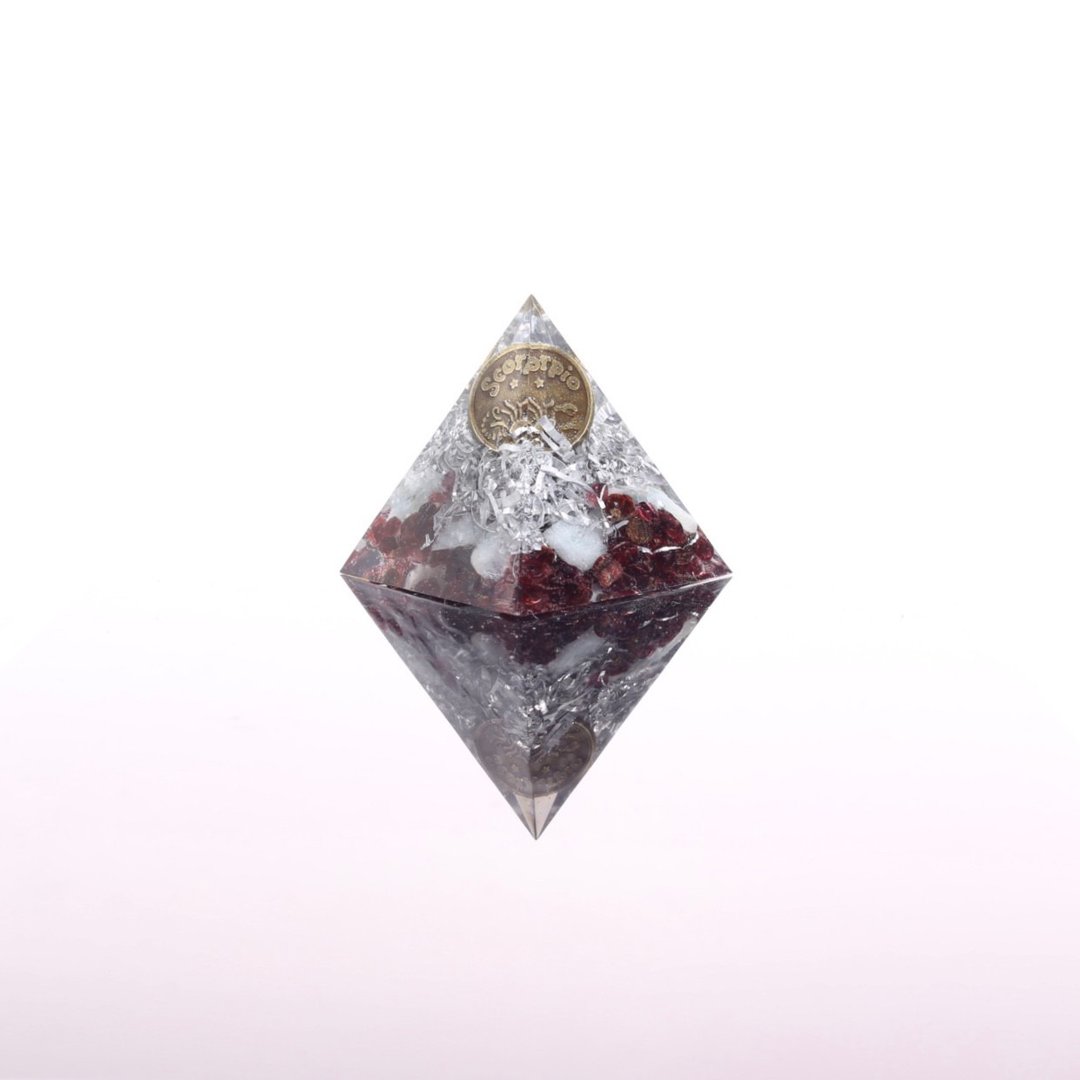 【母亲节礼物】星座系列天蝎座金字塔 - 奥刚金字塔 Orgonite 奥根塔 - 摆饰 - 半宝石 银色