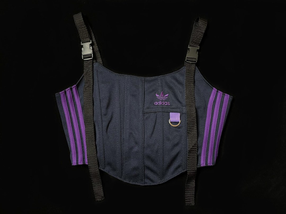 REGETHER 古着改制 sportswear 绑带马甲-adidas Originals - 女装背心 - 棉．麻 黑色