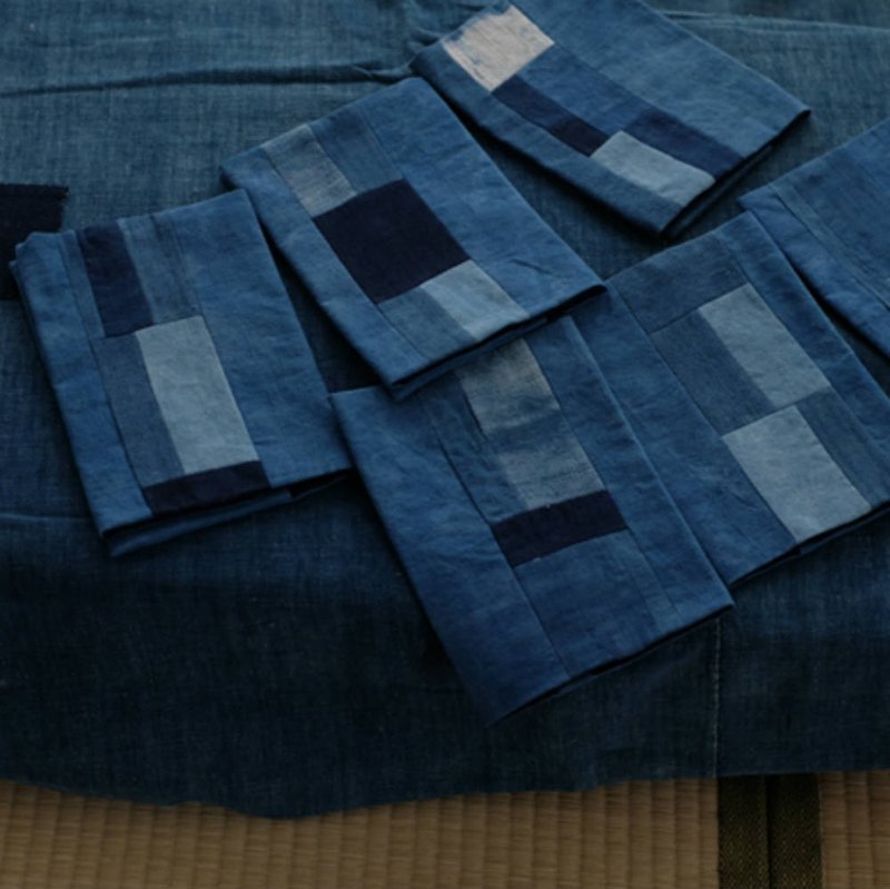 藍色 灰色 手作藍染植物染 A5拼布書衣 32開書套手帳布藝書套書皮 - 书衣/书套 - 棉．麻 蓝色