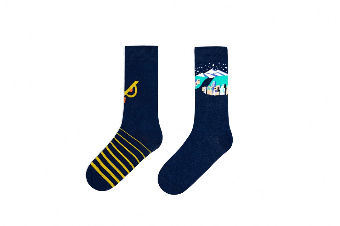 【情人节礼盒】DashinSocks潮袜猫头鹰雪景圣诞礼盒2 - 袜子 - 棉 黑色