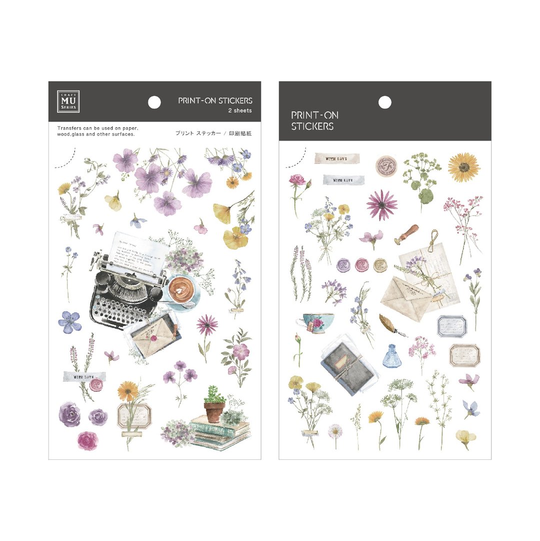 【Print-On Stickers 转印贴纸】no.214-写给自己一封信 | 花草 - 贴纸 - 其他材质 紫色