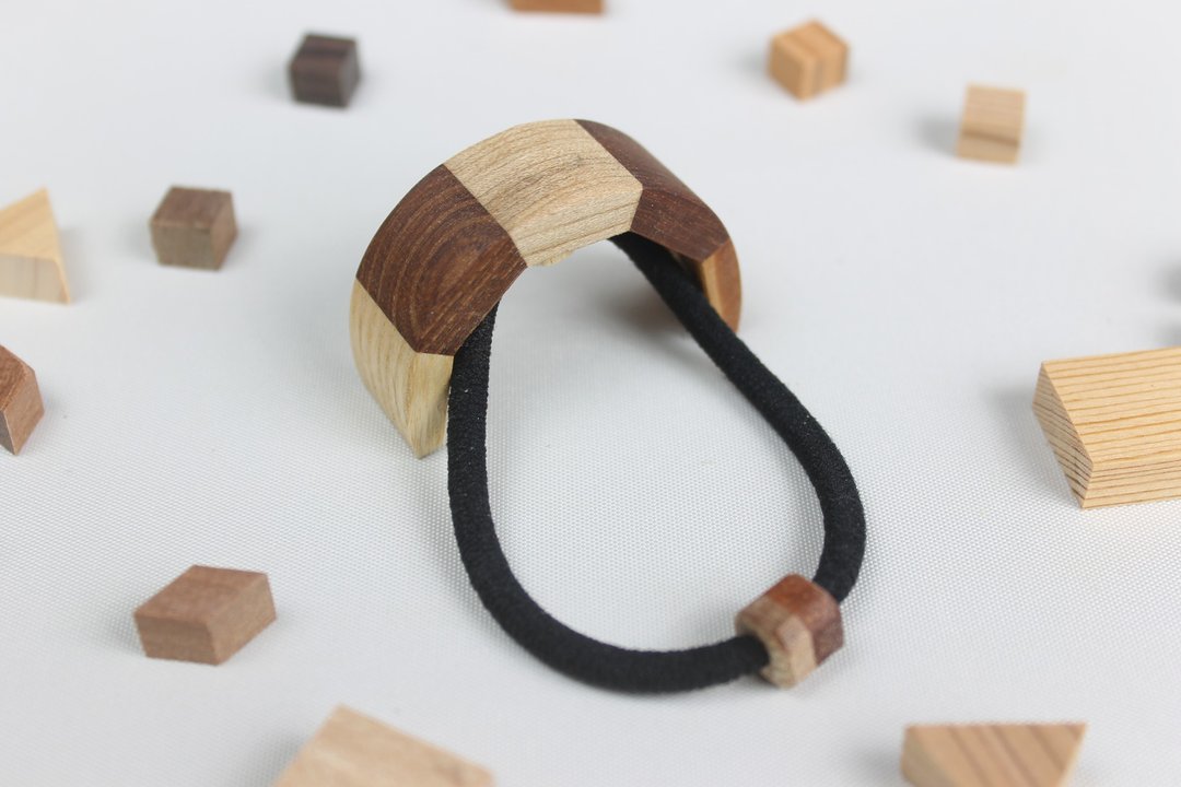 Parquet hair cuffs - 发饰 - 木头 卡其色
