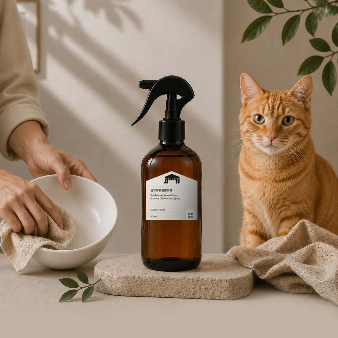 宠物友善/ 植萃酵素洗碗喷雾 无香配方/ 猫咪家庭必备除臭推荐 - 碗/碗架 - 精油 咖啡色