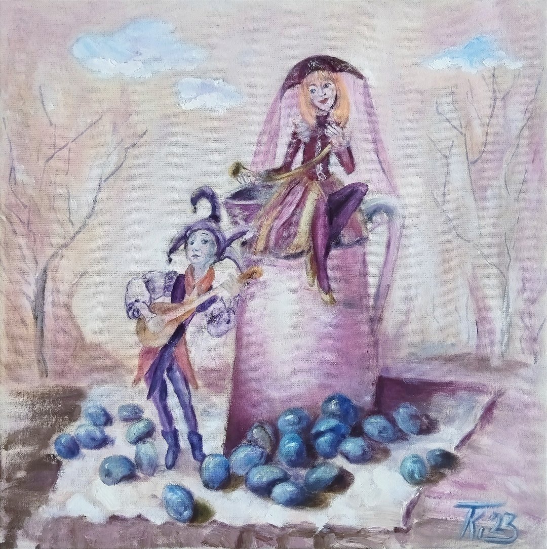Original oil painting on canvas, love song - 海报/装饰画/版画 - 棉 粉红色
