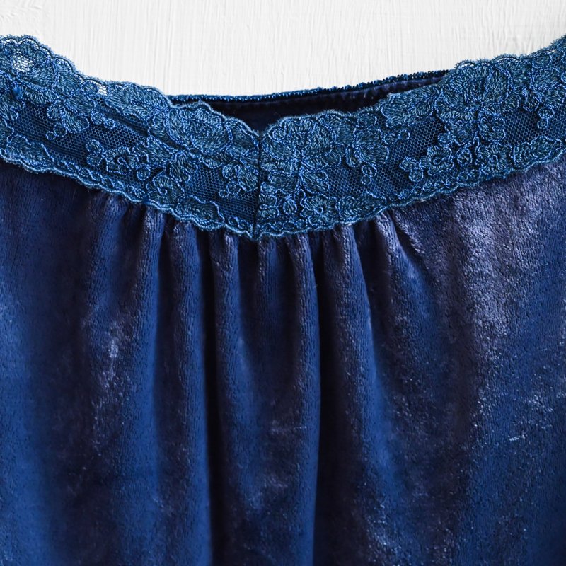 【蛋植物古着】日本制蕾丝天鹅绒细肩带古着背心上衣 - 女装背心 - 其他人造纤维 