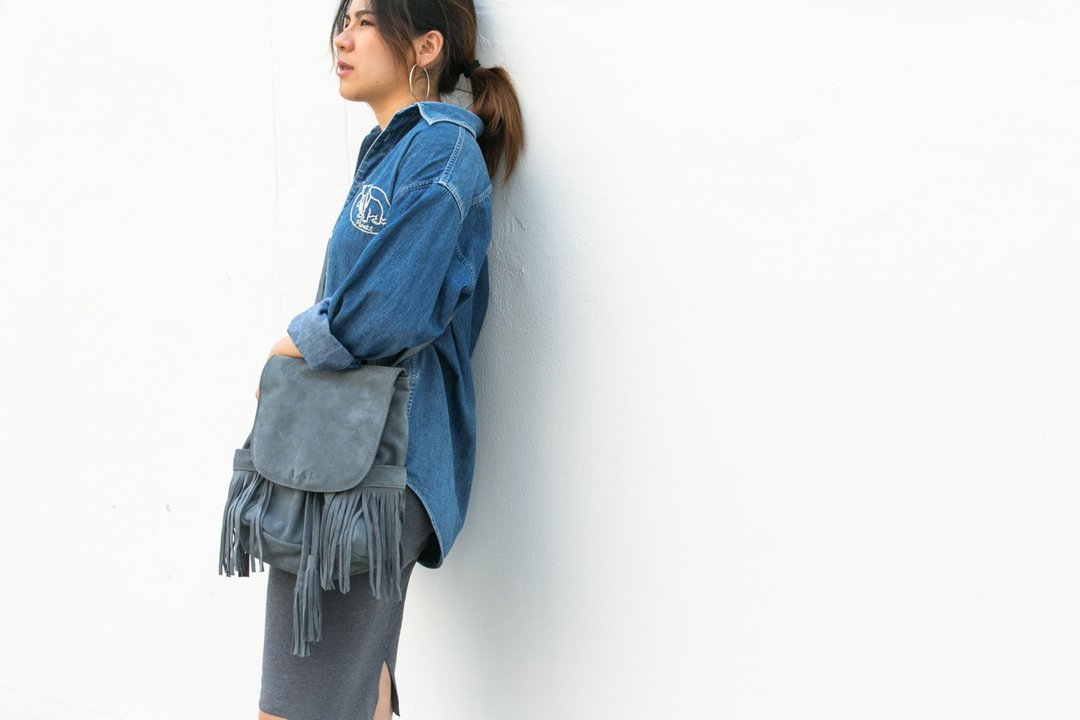 Fringe Backpack ( Blue) : The Undressed To go Blue Whale - 后背包/双肩包 - 真皮 蓝色