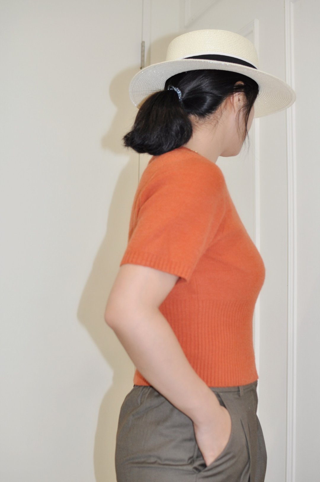 Flat 135 X 台湾设计师系列 短版短袖针织毛衣上衣 - 女装针织衫/毛衣 - 棉 粉红色