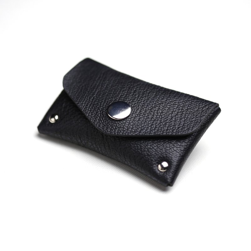 NERO BAG双层零钱/名片两用包 本革羊皮 暗夜黑色 - 零钱包 - 真皮 黑色