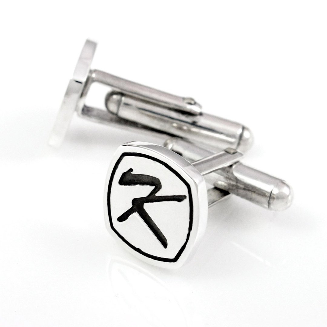 定制化订制 925 纯银袖扣 方形 姓名袖扣 阴刻款 - 袖扣 - 纯银 灰色