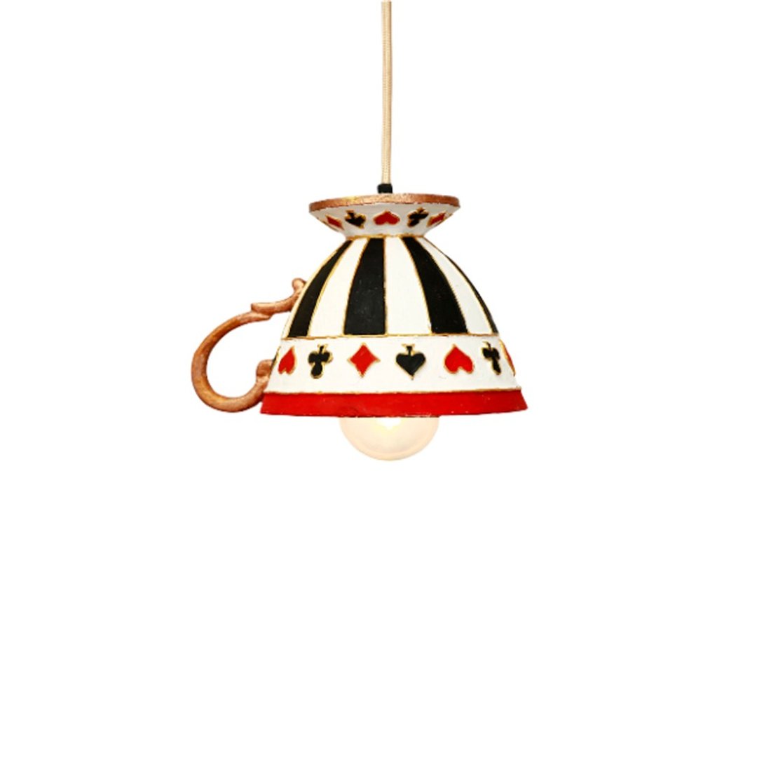 Set of 2 Teacup pendant chandelier White rabbit Kitchen curcus lighting Alice - 灯具/灯饰 - 塑料 