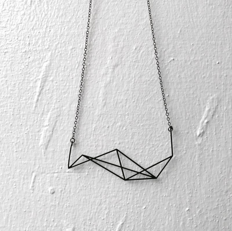 3D 错视几何山脉颈链 Geomatic Mountain Illusion box  - 颈链 - 其他金属 黑色