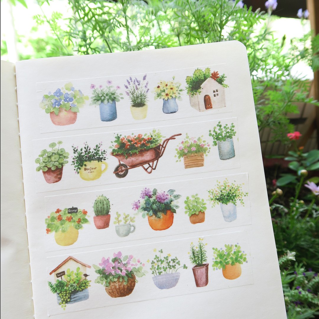 小盆栽potted plant-3 纸胶带 - 纸胶带 - 纸 绿色